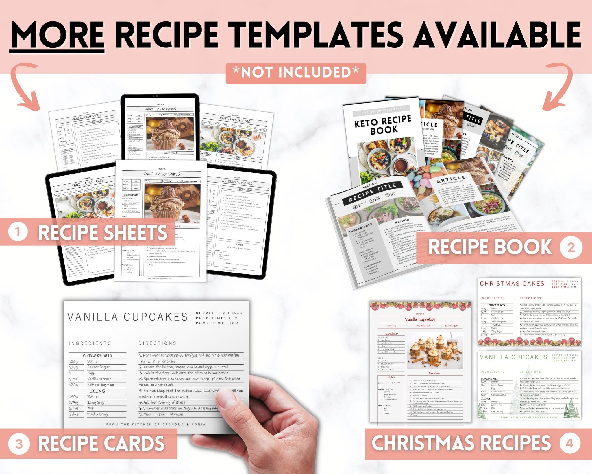 Editable Recipe Sheet Template Printables Style 3
