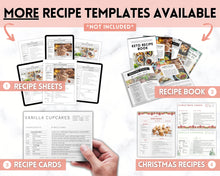 Load image into Gallery viewer, EDITABLE Recipe Sheet Template | Recipe Book, Cards &amp; Cookbook Binder, 8.5x11 Food Planner Journal | Style 3
