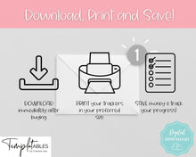 Load image into Gallery viewer, 1000 Savings Challenge, 1k Saving Tracker Printable | 30 day, Cash Envelopes to Save Money &amp; Budget | Colorful Sky
