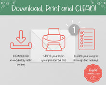 Load image into Gallery viewer, Christmas Cleaning Planner Printable | Cleaning Checklist &amp; House Chores Schedule for Xmas
