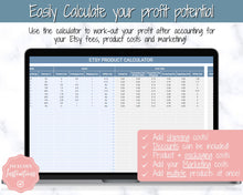 Load image into Gallery viewer, Etsy Fee and Profit Calculator | Pricing Spreadsheet for Small Business &amp; Etsy Sellers | Blue
