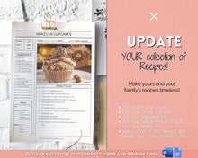 Load image into Gallery viewer, Editable Cookbook Template | Recipe Binder Kit, Recipe Book, Card &amp; Sheet Templates, Food Planner, 35+ page bundle | Mono
