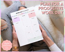 Load image into Gallery viewer, Work Planner &amp; Work Day Organizer | Editable Daily Planner, Work From Home To Do List Printable &amp; Digital Schedule | Pastel Rainbow
