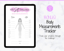 Load image into Gallery viewer, EDITABLE 75 SOFT Challenge Tracker | 75soft Printable Challenge, Fitness &amp; Health Planner | Purple Watercolor
