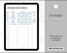 Load image into Gallery viewer, FREE - Assignment Tracker Printable for Students, Academic Homework Planner, Study, College, Homeschool Template | Mono
