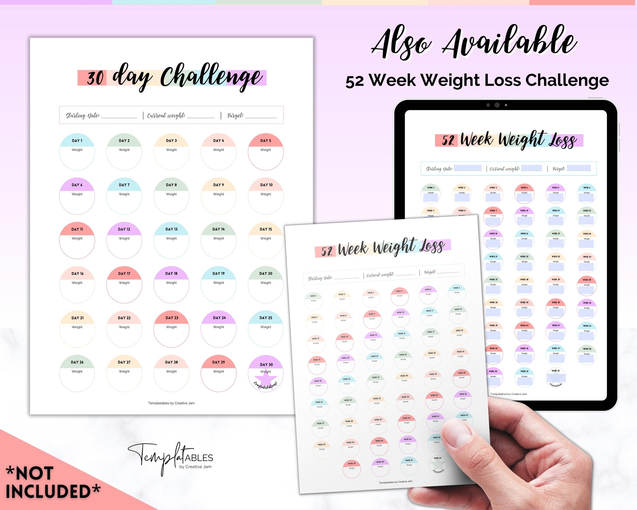 30 day Weight Loss Tracker & Monthly Challenge | Pounds Lost Tracker
