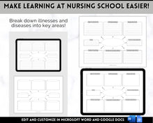 Load image into Gallery viewer, EDITABLE Nursing Concept Map Template | Nursing School Notes, Study Guide &amp; Student Nurse Pharmacology &amp; Med Surg Planner | Pink &amp; Mono
