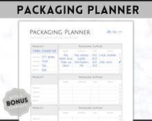 Load image into Gallery viewer, Packaging Planner Template Printable | Digital Small Business Product Planner | Mono
