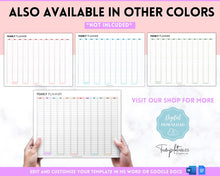Load image into Gallery viewer, EDITABLE Perpetual Calendar | Undated Year at a Glance Reusable Calendar, Year Overview on One Page, Annual 12 Month Planner | Pastel Rainbow
