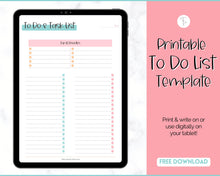 Load image into Gallery viewer, FREE - To Do List Printable, Productivity Planner, Task Checklist, Priorities List, Undated Schedule | Colorful Sky
