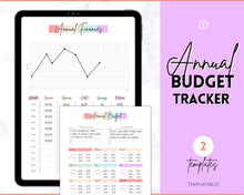 Load image into Gallery viewer, Annual Budget Tracker | Bill, Expenses, Income &amp; Savings Tracker | Pastel Rainbow
