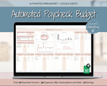 Load image into Gallery viewer, Budget by Paycheck Google Sheets Spreadsheet | Biweekly Zero Based Budget Tracker | Brown
