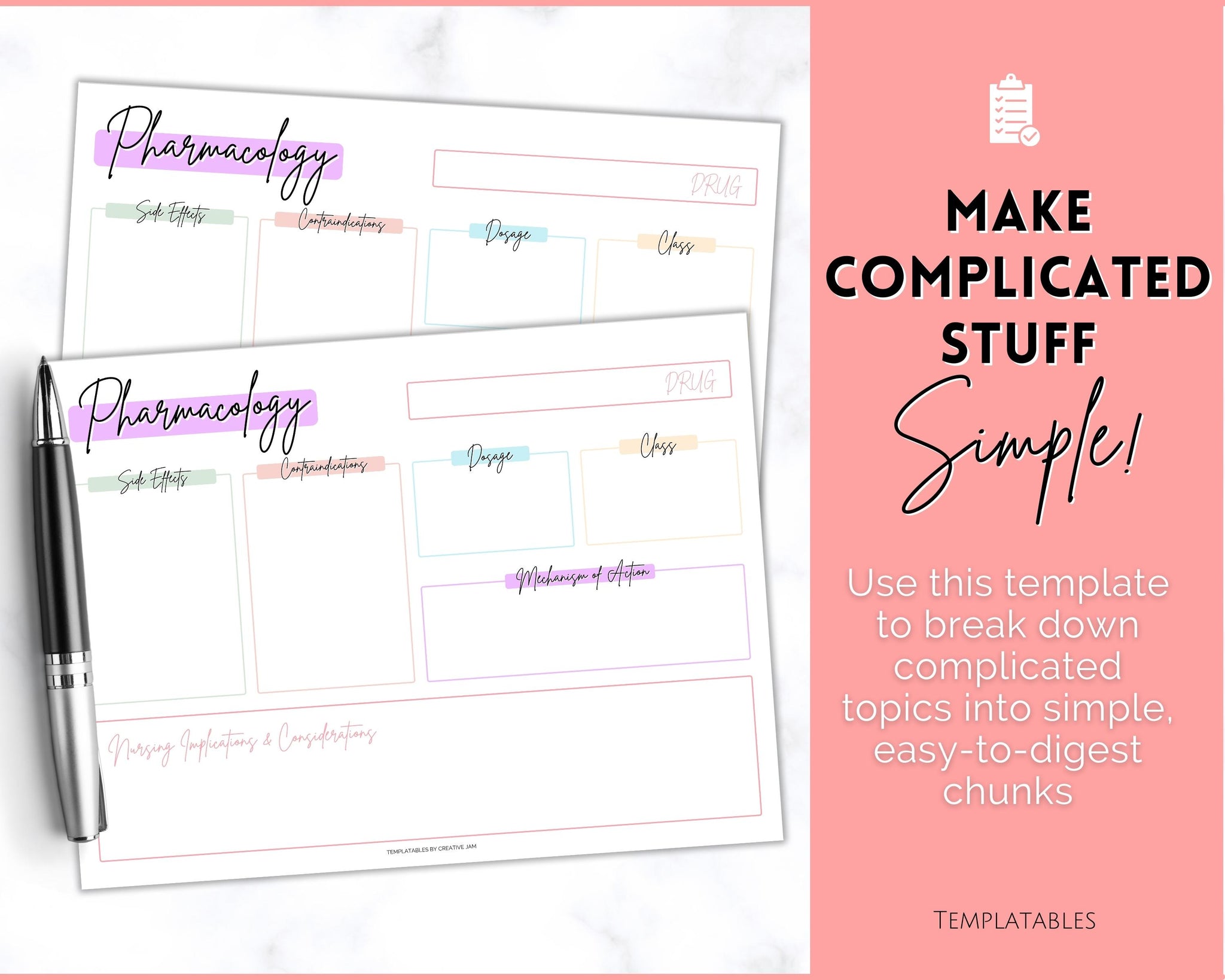Drug Note Card Examples Pharmacology Drug Card Template for Nursing School | Nurse Flashcards