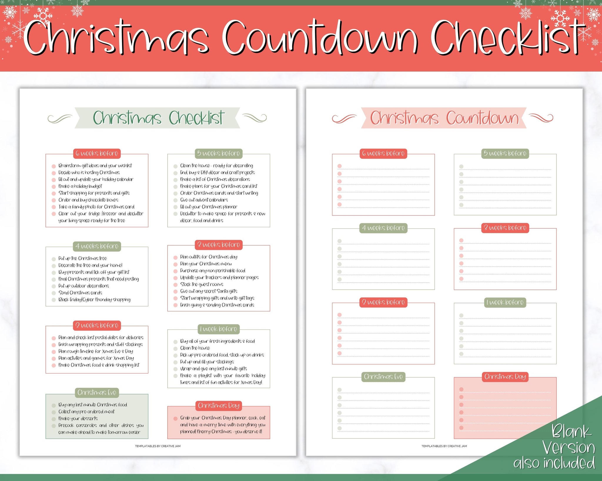 Countdown Check Off Christmas Countdown Checklist Printable | Xmas Organizer & To Do List