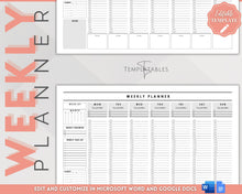 Load image into Gallery viewer, EDITABLE Weekly Planner Printable | Hourly Weekly Schedule, Undated 2023 Organizer &amp; To Do List
