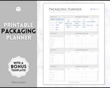 Load image into Gallery viewer, Packaging Planner Template Printable | Digital Small Business Product Planner | Mono
