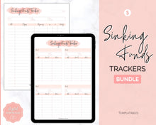 Load image into Gallery viewer, Sinking Funds Tracker BUNDLE | Printable Savings, Budget &amp; Finance Trackers | Pink Watercolor
