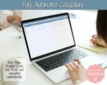 Load image into Gallery viewer, Etsy Fee and Profit Calculator | Pricing Spreadsheet for Small Business &amp; Etsy Sellers | Blue
