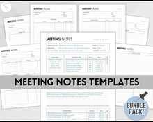 Load image into Gallery viewer, Meeting Notes Template | Editable Meeting Minutes &amp; Meeting Agenda Template for GoodNotes, OneNote
