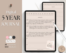 Load image into Gallery viewer, Digital 5 Year Journal | GoodNotes Hyperlinked 365 Day Digital Planner | iPad Diary | Bundle 1
