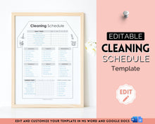 Load image into Gallery viewer, Editable House Shape Cleaning Schedule &amp; Housekeeping Checklist for House Chores | Mono
