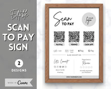 Load image into Gallery viewer, Scan to Pay Sign Shop Logo Editable Sign | QR Code Payment Sign for Small Businesses | Brit Mono
