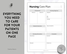 Load image into Gallery viewer, Nursing Care Plan Template Printable | Nursing School Notes Assessment, Student Study Guide &amp; Cheat Sheet | Mono
