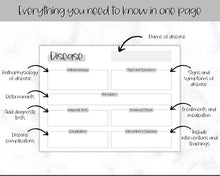 Load image into Gallery viewer, Disease Template, Nursing Patho Pathophysiology Study Guide for Students, Med Surg Brain Sheet, Disease Overview Printable | Mono
