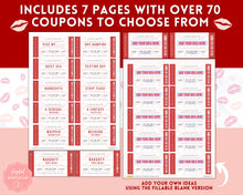 Load image into Gallery viewer, Naughty Sex Coupons for Valentines | Sexy Couples Coupon Book for Him &amp; Her | Personalized Kinky Valentines, Birthday, Anniversary Gifts | Red
