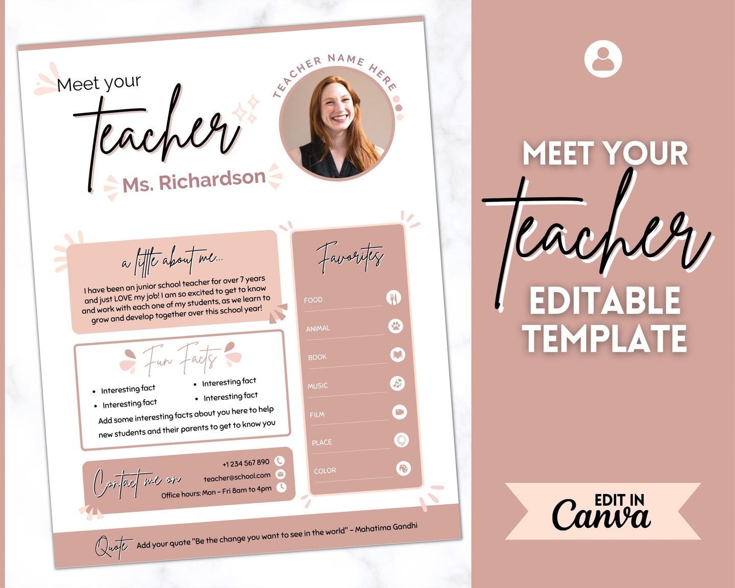 Meet the Teacher Template | Editable Introduction letter for Teachers | Brown