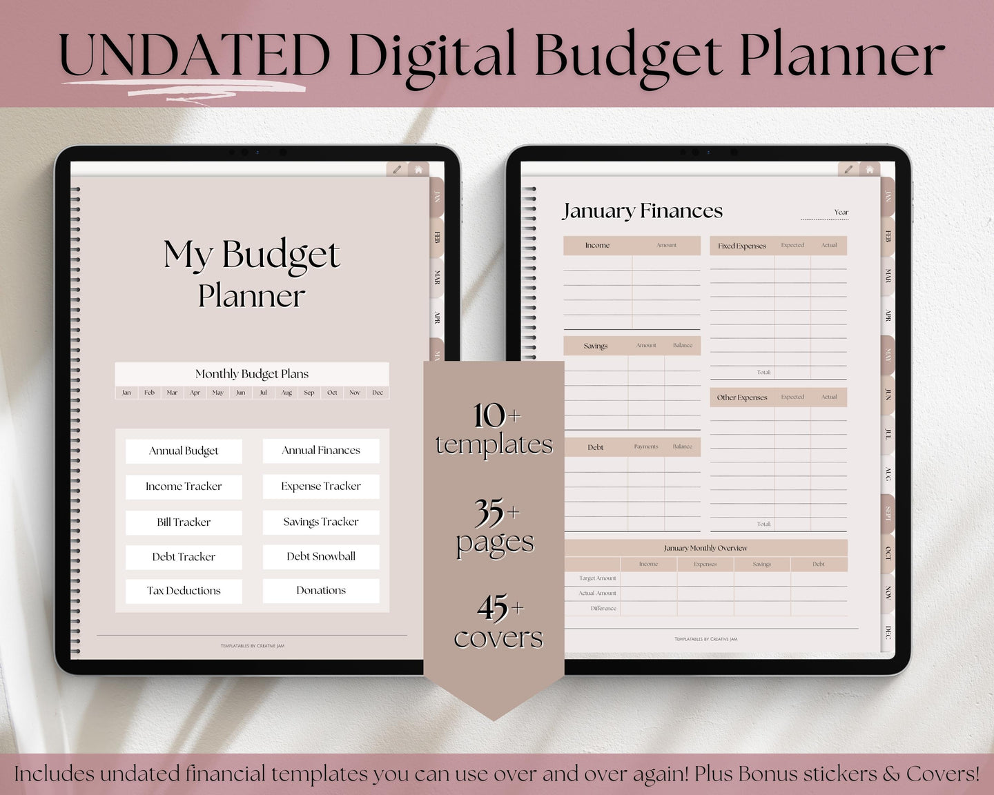 UNDATED Digital Budget Planner for GoodNotes | Digital iPad Finance Planner | Lux