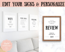 Load image into Gallery viewer, 15 Airbnb Posters | Editable Template Sign Bundle, Wifi password Sign, Check Out Signs for Airbnb Superhosts | Farmhouse
