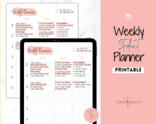 Load image into Gallery viewer, College Student Weekly Planner Schedule | Academic Class Organizer 2023 | Pink Watercolor
