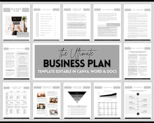 Load image into Gallery viewer, Business Plan Template | Editable Small Business Start Up Workbook in Canva, Word &amp; Google Docs | Mono Strip
