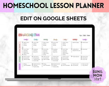 Load image into Gallery viewer, EDITABLE Lesson Plan Template | Google Sheets Weekly Lesson Planner Spreadsheet, Homeschool Teacher, Academic Schedule
