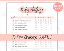 Load image into Gallery viewer, 30 Day Habit Tracker Printable | EDITABLE 30 Day Self Care Fitness Challenge | Pink
