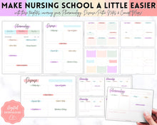 Load image into Gallery viewer, Nurse Student Notes Study Guide Bundle | Concept Map, Disease Template, Pharmacology, Pathophysiology, Med Surg, Drug Card | Pastel Rainbow

