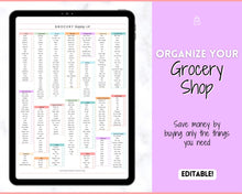 Load image into Gallery viewer, EDITABLE Grocery List Printable | Digital Weekly Shopping, Meal Planner Checklist, Kitchen Organization Template, Google Sheets | Pastel
