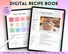 Load image into Gallery viewer, Digital Recipe Book for GoodNotes | Digital Recipe Template, Meal Planner, Cookbook Template for the iPad | Pastel Rainbow
