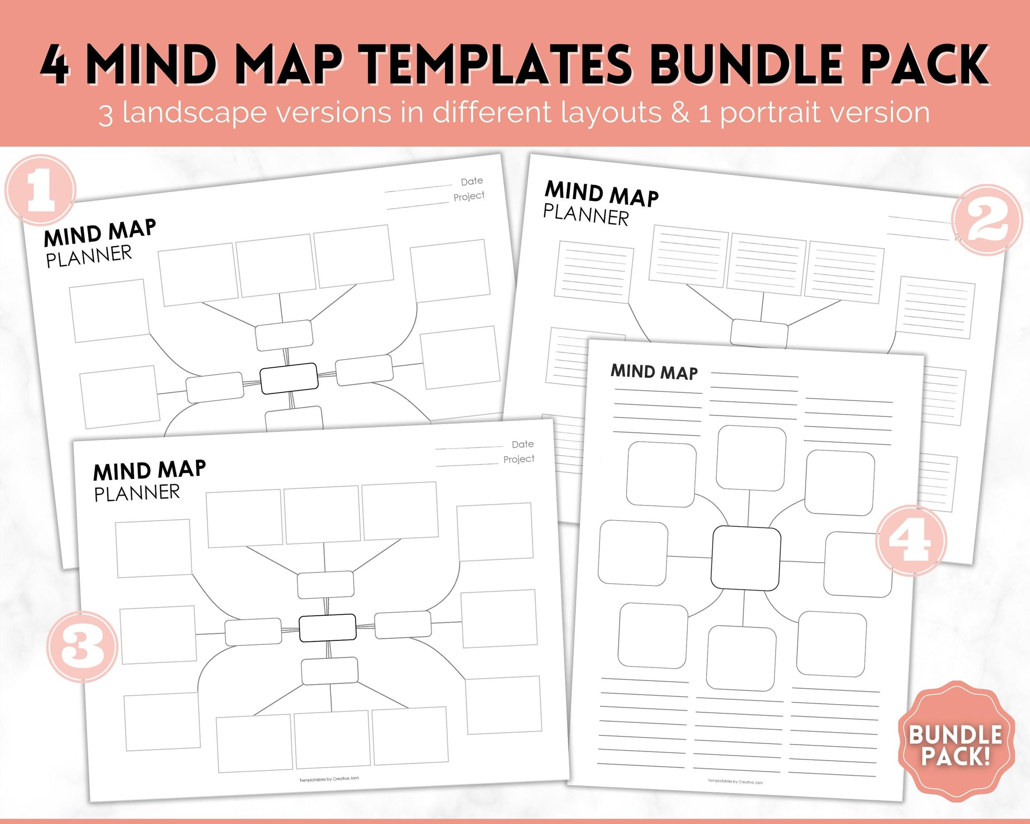 Mind Map Printable Templates Brain Dump Amp Brainstorm Study Guide