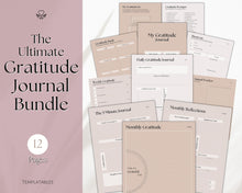 Load image into Gallery viewer, Gratitude Journal Printable Bundle | Mindfulness Log, Gratitude Template, Self Care &amp; Wellness Planner | Lux

