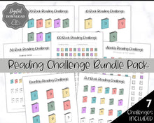 Load image into Gallery viewer, Book Reading Challenge BUNDLE | 52 Weeks, 100 Book Reading Log Printable Planner | Sky Mono
