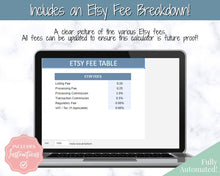 Load image into Gallery viewer, Etsy Fee and Profit Calculator | Pricing Spreadsheet for Small Business &amp; Etsy Sellers | Blue
