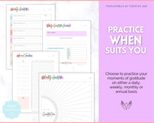 Load image into Gallery viewer, Gratitude Journal Printable Bundle | Mindfulness Log, Gratitude Template, Self Care &amp; Wellness Planner | Pastel Rainbow
