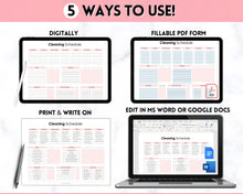 Load image into Gallery viewer, Editable Cleaning Schedule &amp; Housekeeping Checklist for House Chores | Pink Bundle

