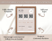 Load image into Gallery viewer, Scan to Pay Sign Shop Logo Editable Sign | QR Code Payment Sign for Small Businesses | Lux
