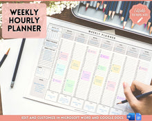 Load image into Gallery viewer, EDITABLE Weekly Planner Printable | Hourly Weekly Schedule, Undated 2023 Organizer &amp; To Do List
