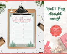 Load image into Gallery viewer, Christmas A to Z Game | A-Z Xmas Holiday Party Game Printables for the Family | Green
