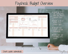 Load image into Gallery viewer, Budget by Paycheck Google Sheets Spreadsheet | Biweekly Zero Based Budget Tracker | Brown
