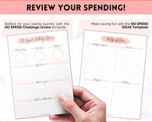 Load image into Gallery viewer, No Spend Challenge BUNDLE | Printable 30 day, 60 day, 90 day Savings Challenge &amp; Monthly Spending Tracker | Pink Watercolor
